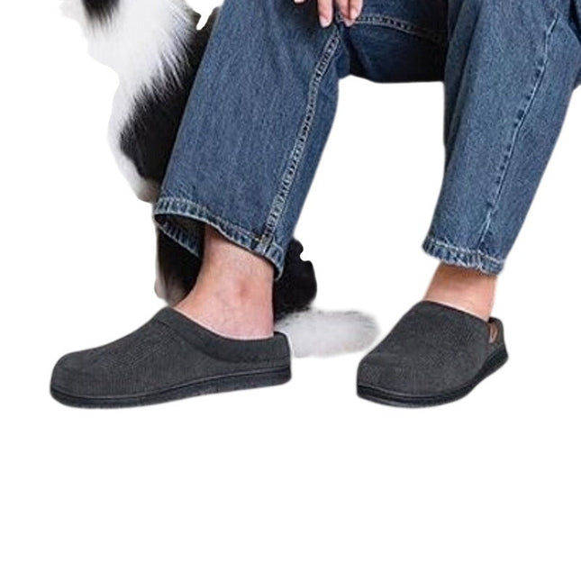 VeraCosy Mens Size 11/12 Gray Corduroy Moccasin Memory Foam House Slippers