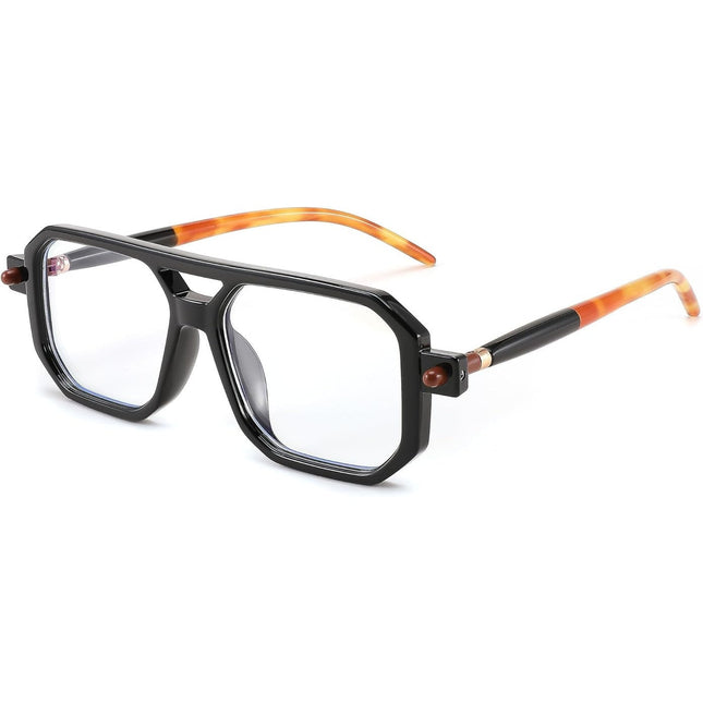 Feisedy Womens Black Vintage Square Blue Light Blocking +2.5 Reading Glasses