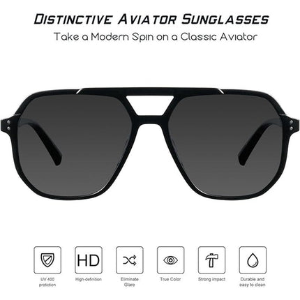 Mosanana Black Modern Aviator Women Men Polarized Trendy Oversized Sunglasses