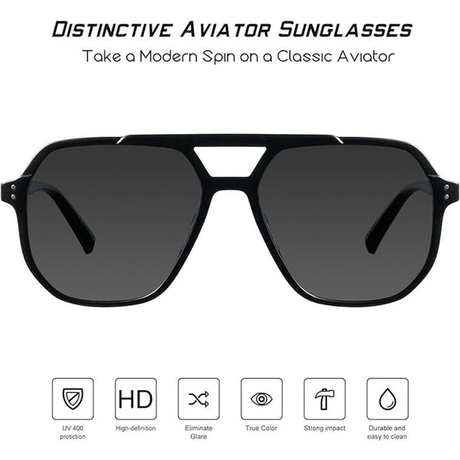 Mosanana Black Modern Aviator Women Men Polarized Trendy Oversized Sunglasses