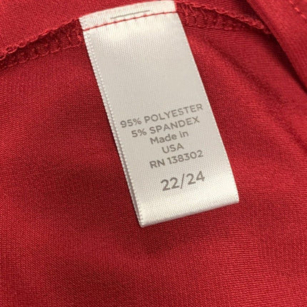 Avenue Womens Size 22/24 Red PolySpandex Long Sleeve Key Hole Tunic Shirt Top