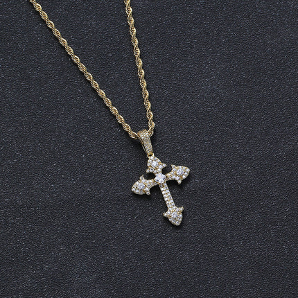 Full zirconium cross pendant couple necklace