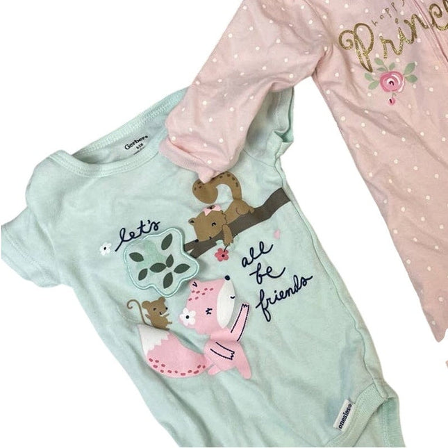 Lot of 5 Girls 0-3 Months Gerbers HB One Piece Tops Sleeper Jacket Leopard Spot