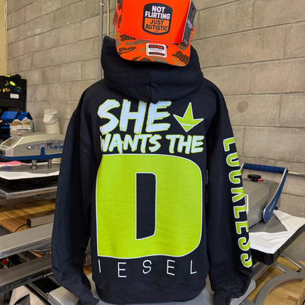 She Wants the Diesel | Funny Men's and Women's Black Country Hoodie