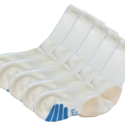 High Performance Crew Bamboo Viscose Socks Unisex White Color - 5-pack