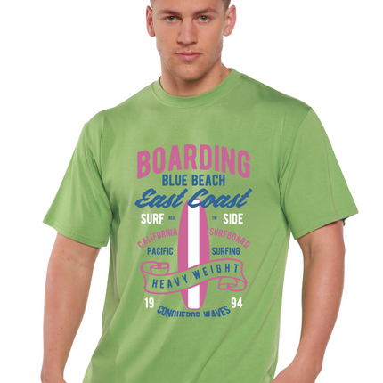Boarding Blue Beach Men's Bamboo Viscose/Organic Cotton Short Sleeve Graphic T-Shirt