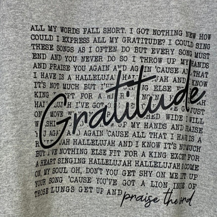 Upcycled Hand Printed Mens Large Gratitude Bible Quote Long Sleeve Sweatshirt