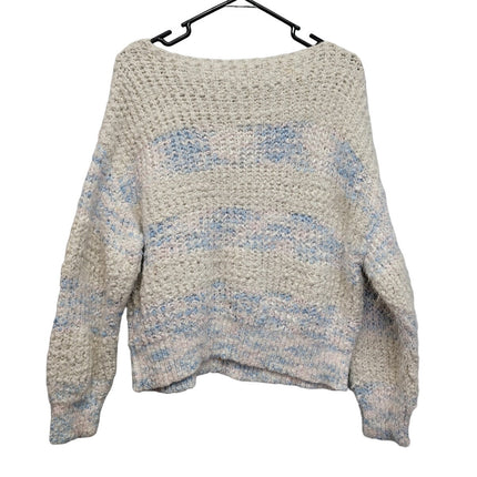 Forever 21 Womens Large Pastel Long Sleeve Striped Crew Neck Fuzzy Knit Sweater