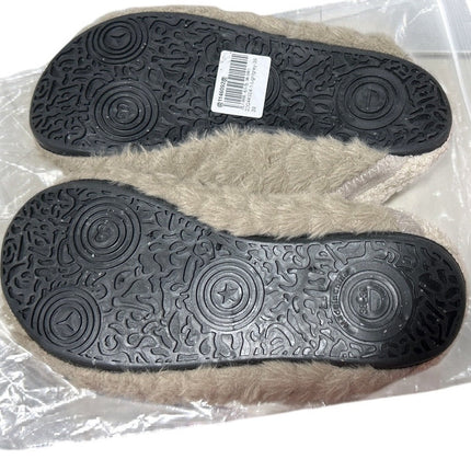 Fires Womens Size 7/8 Fuzzy Gray Slide On Rubber Sole Lightweight House Slippers