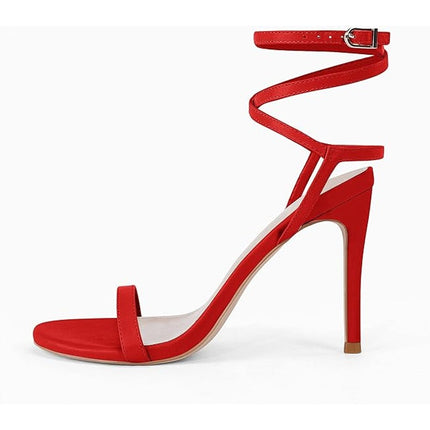 Coutgo Womens Size 8 Red Strappy Gladiator 4" Heel Open Toe Ankle Strap Shoes