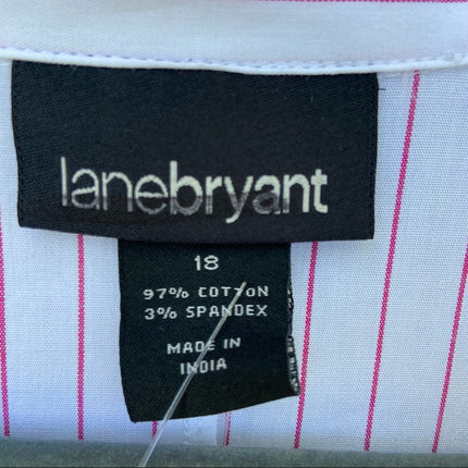 New Lane Bryant Womens Size 18 Cotton Blend Striped Long Sleeve Button Up Shirt