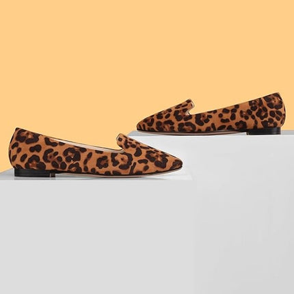 New Musshoe Womens Size 10 Brown Leopard Spot Pointy Toe Slide On Flat Shoes