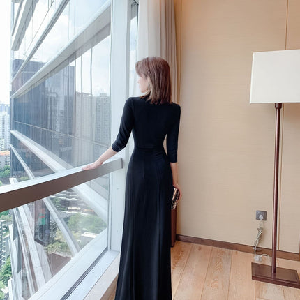 Nightclub Explosive Dress Dress Women's Irregular V-Neck Long Dress
