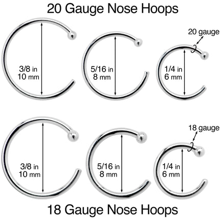 20G 3/8 14k Solid Rose Gold Nose Hoop