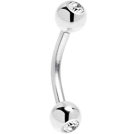 Solid 14k White GOLD Cubic Zirconia Eyebrow Ring 16G 5/16
