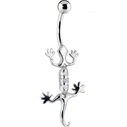 16G Solid 14k White Gold Lizard Belly Ring