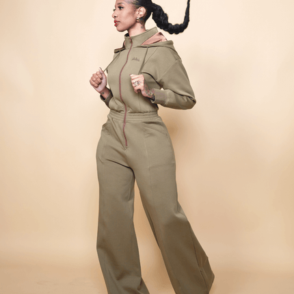 Green Satin Lined Jumpsuit