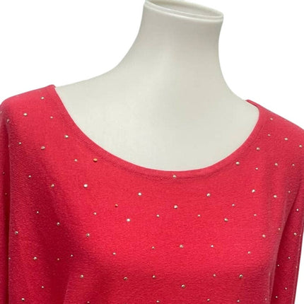 New York & Company Womens XL Long Sleeve Scoop Neck Gold Studded Sweater