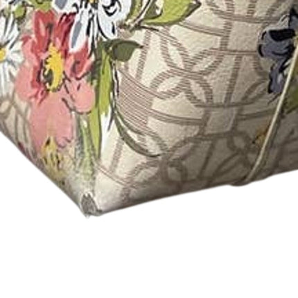 Blue Pink Daisy Flower Floral Trellis Vinyl Double Handle Tote Bag Handbag Purse