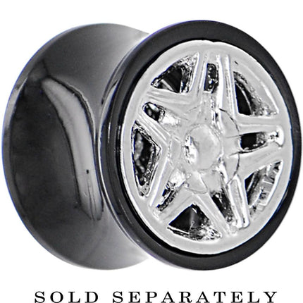 Black Acrylic STAR WHEEL FRAME Saddle Plug 00G to 20mm