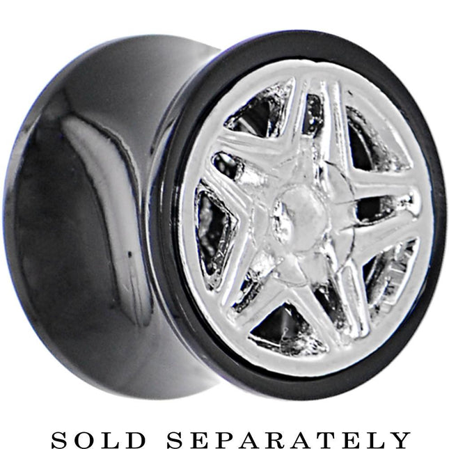 Black Acrylic STAR WHEEL FRAME Saddle Plug 00G to 20mm