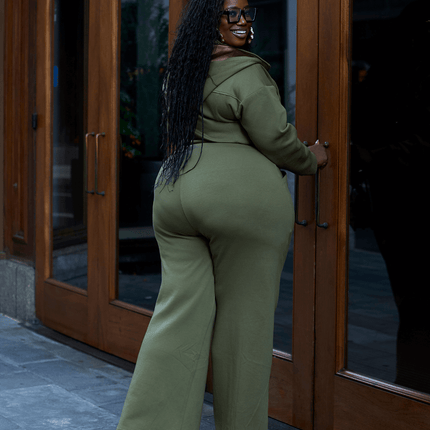 Green Satin Lined Jumpsuit