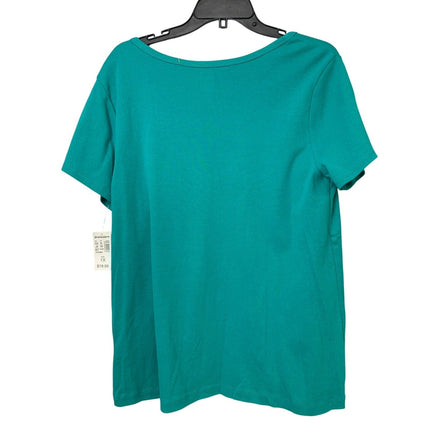 New Hand Printed Women Plus Size 1X Blue Living The Prayers Scoop Neck Tee Shirt