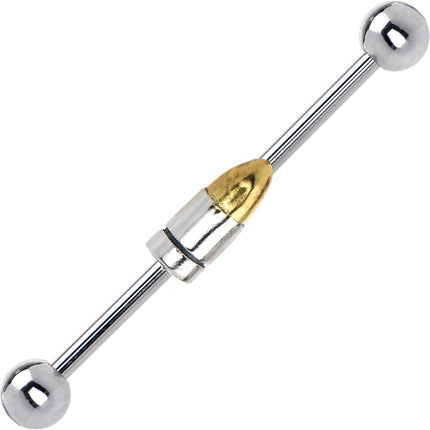 925 Sterling Silver Bullet Steel Industrial Barbell 32mm