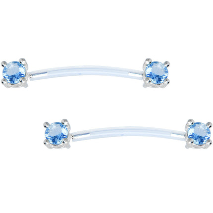 Aqua Round Solitaire Sterling Invisible Bioplast Nipple Shield Set