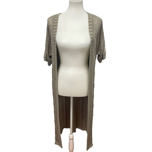 Venue Womens Medium Acrylic Short Sleeve Long Open Loose Knit Cardigan Sweater