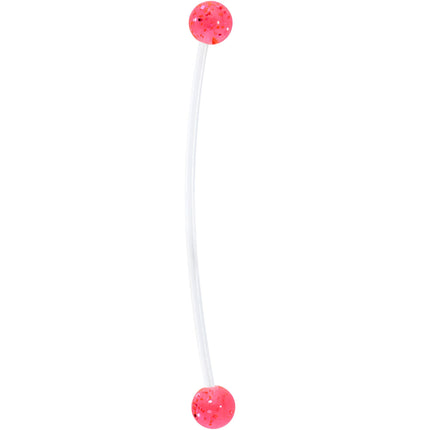 Pregnant Belly Button Ring Clear and Pink Glitter Pack Set