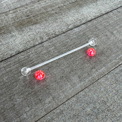 Pregnant Belly Button Ring Clear and Pink Glitter Pack Set