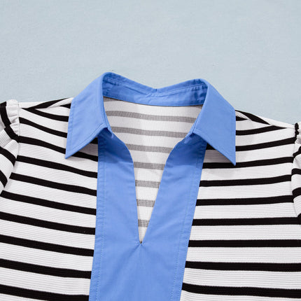 Lina Block Polo Collar Blouse