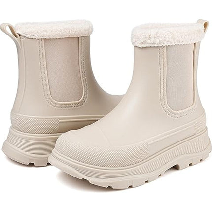 New Eyushijia Womens Size 9 Beige Lined Slip On Short Waterproof Rain Boot Shoes