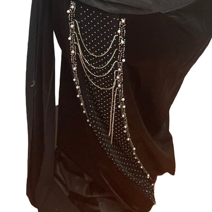 New XPlusWear 4X One Shoulder Beaded Metail Chain Formal Special Event Dress