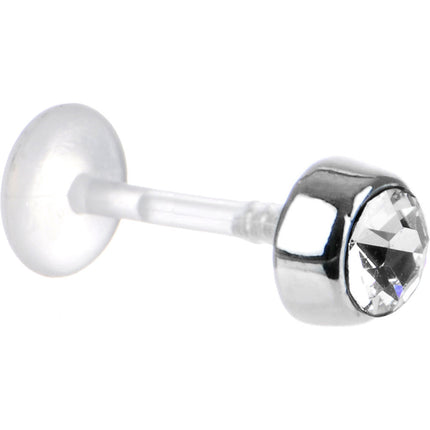 16G 5/16 Clear Solitaire Bioplast Tragus Labret Monroe