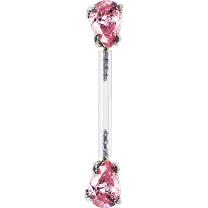 Pink Teardrop Cubic Zirconia Bioplast Intimate Piercing