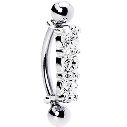 Silver 925 Clear Crystal Trilogy Eyebrow Ring