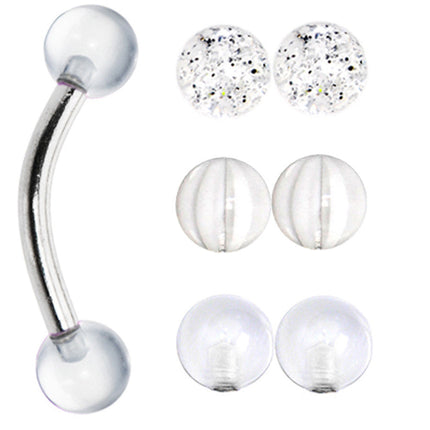16G Clear Ball 4 Pair Interchangeable Eyebrow Pack Set