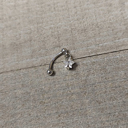 Top Down Clear Gem Dangle Star Eyebrow Ring