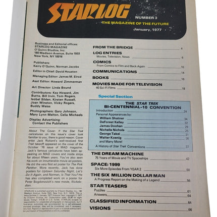 Vintage January 1977 Starlog The Magazine of the Future #3 Spaceships Designs