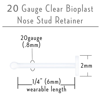 20G Clear Flat Bioplast Nose Retainer