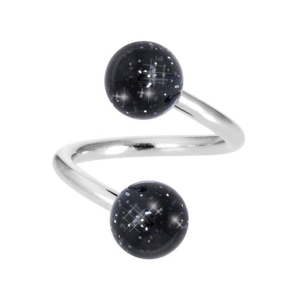 Black GLITTER Spiral Twister Belly Ring