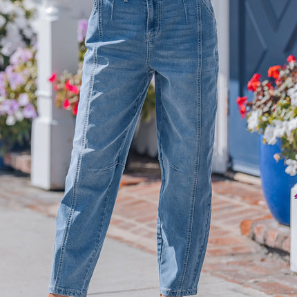 Hana Wash Cuffed Barrel Jeans
