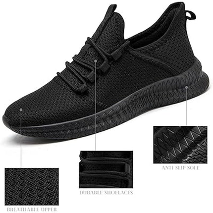 New Qujgs Womens Size 10 Black Breathable Mesh Lace Up Athletic Sneaker Shoes