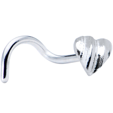 Sterling Silver Striped Heart Nose Ring
