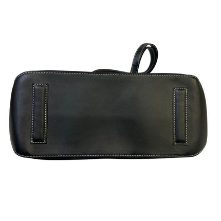 Calvin Klein Womens Black Faux Leather Trim Zipper Close Vinyl Shoulder Hand Bag