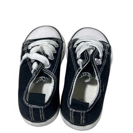 Cofopo Toddler Boys Size 6 Black Sneakers Low Top Lace Up Round Toe Canvas Shoes