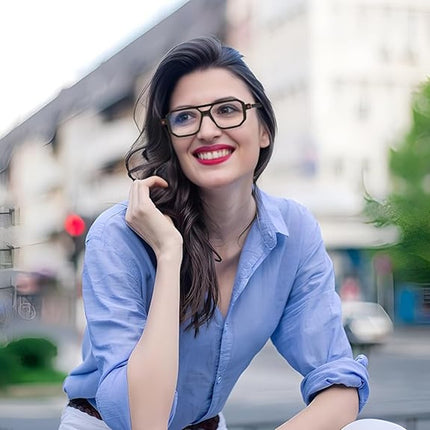 Feisedy Womens Black Vintage Square Blue Light Blocking +2.5 Reading Glasses
