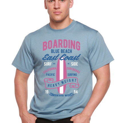 Boarding Blue Beach Men's Bamboo Viscose/Organic Cotton Short Sleeve Graphic T-Shirt